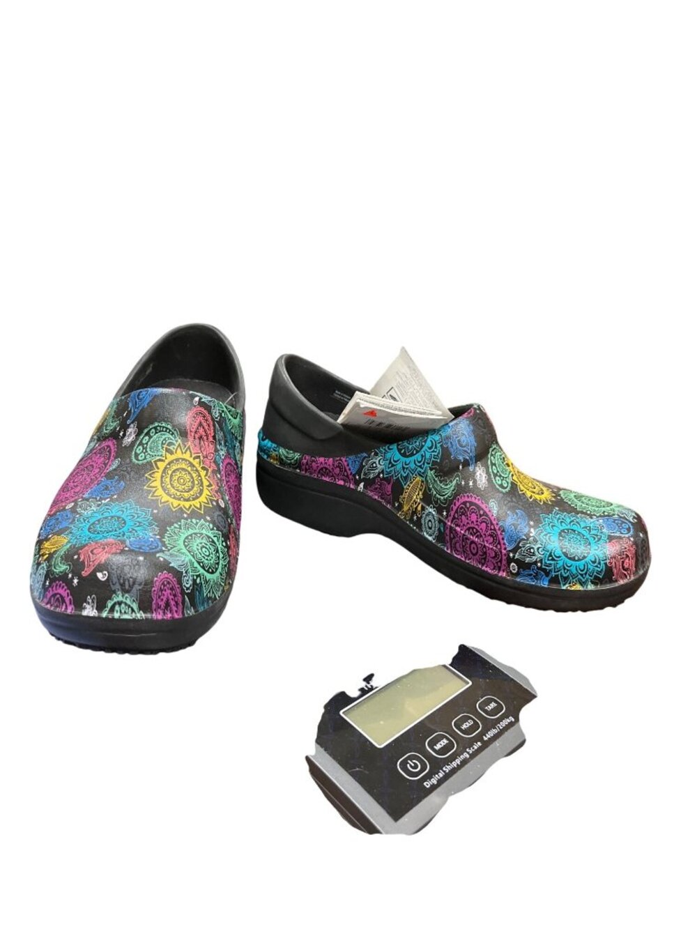 Crocs Work Dual Comfort wms paisley multicolored slip on clogs sz 6W SKU 10-124